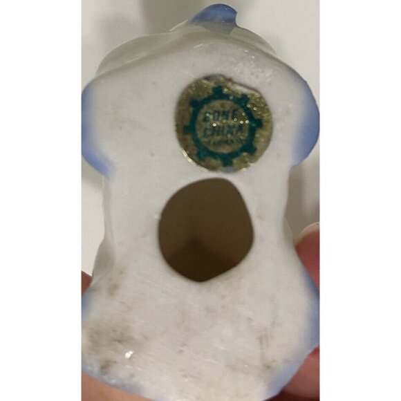 Miniature Blue White Cow Set of 2 Bone China Figurine 1.5" x 2" FLAW - Picture 6 of 6